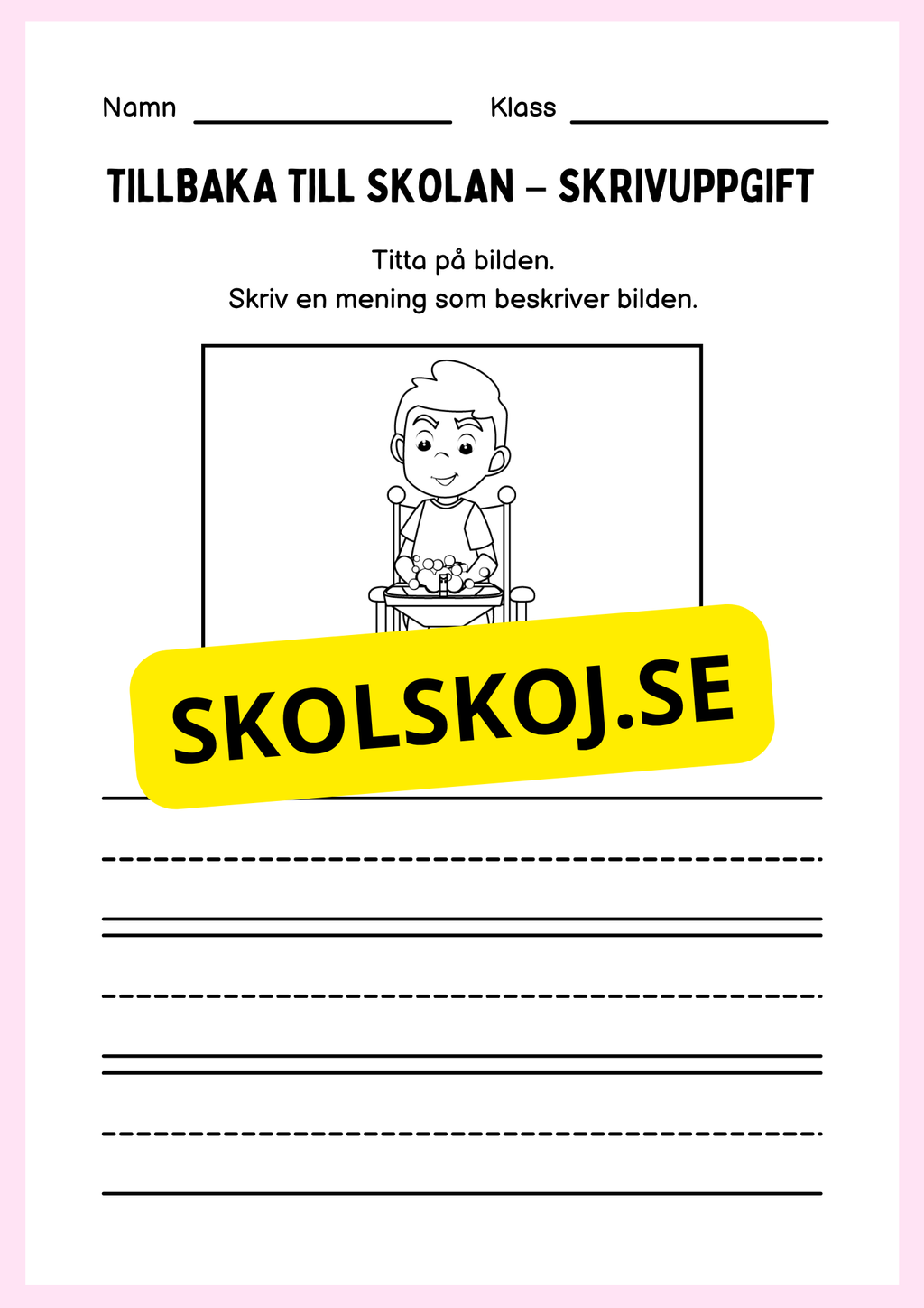 Tillbaka till skolan – skrivuppgift