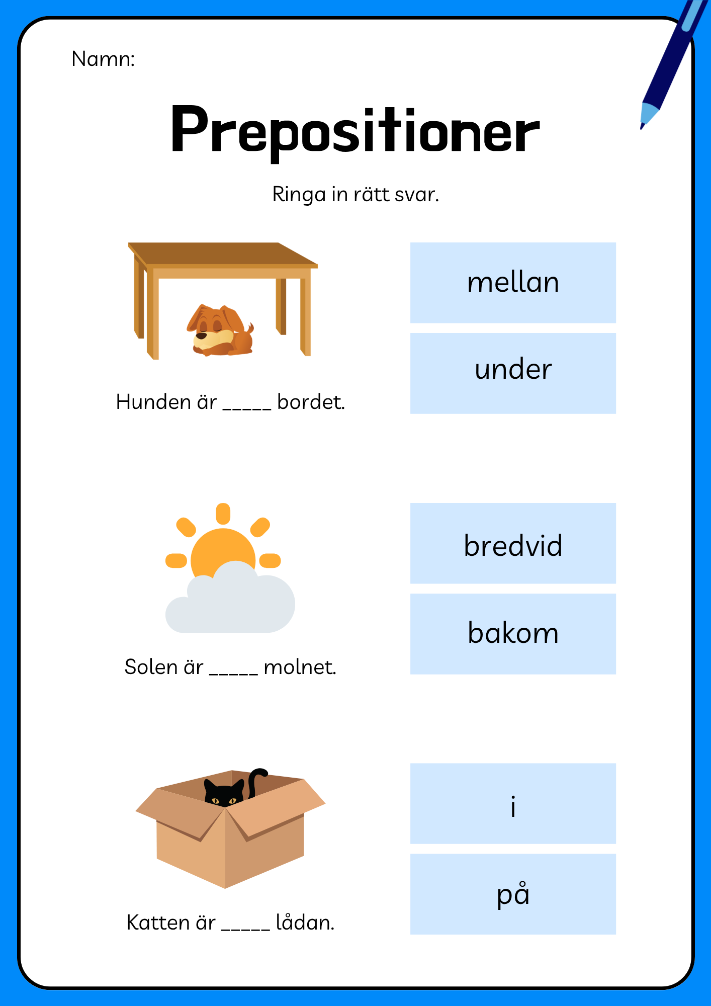 Prepositioner - Häfte