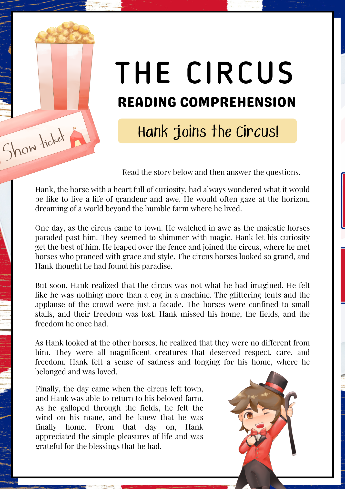 English - Läsförståelse - The circus - Åk 6 - 9