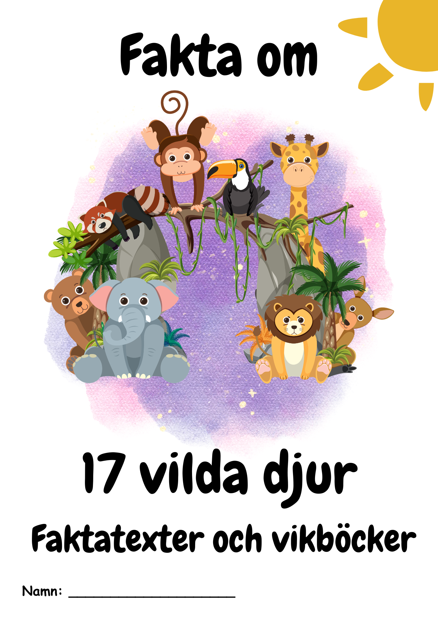 Faktatexter om 17 vilda djur + vikböcker (34 sidor)