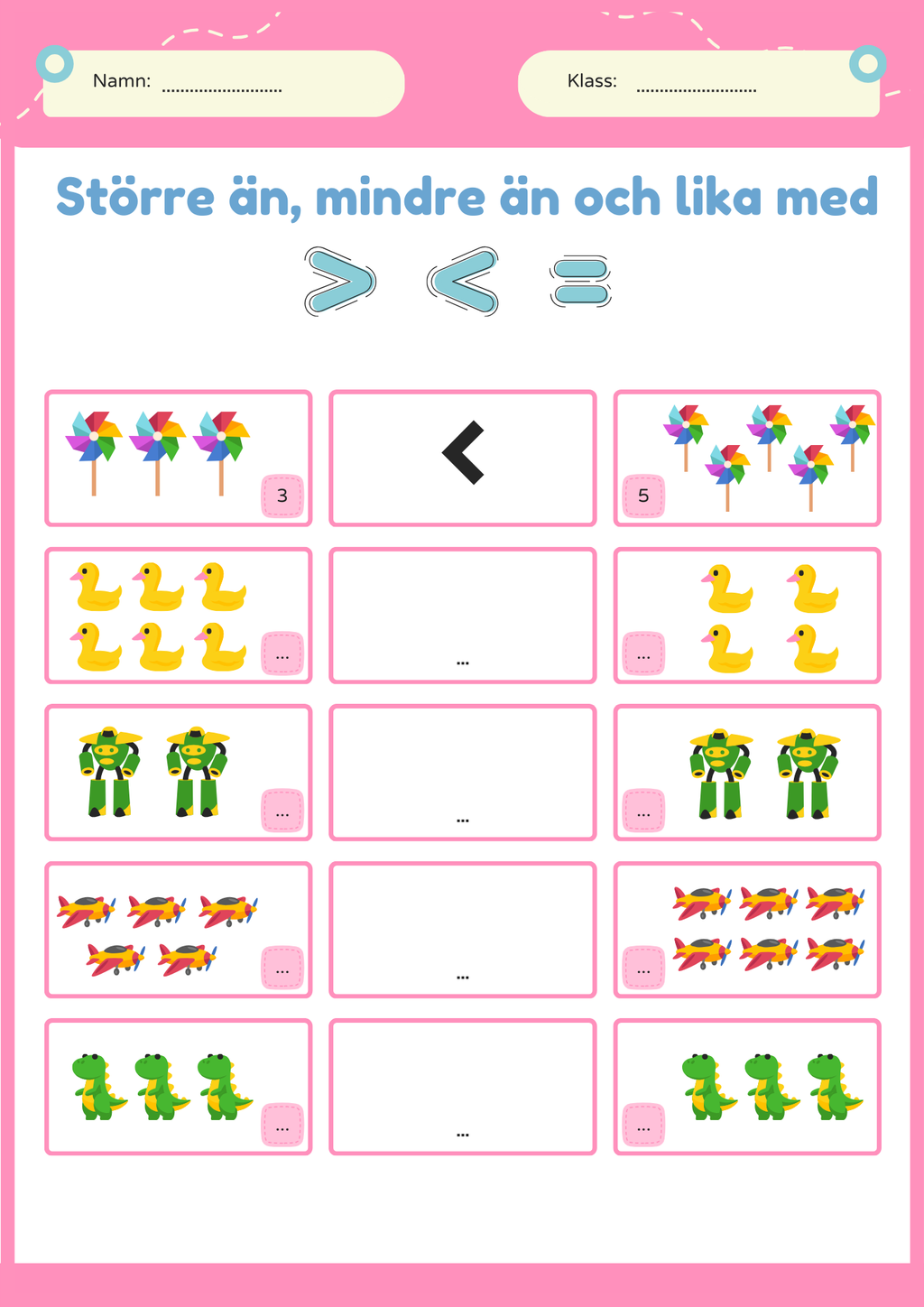 Större än, mindre än och lika med - Häfte