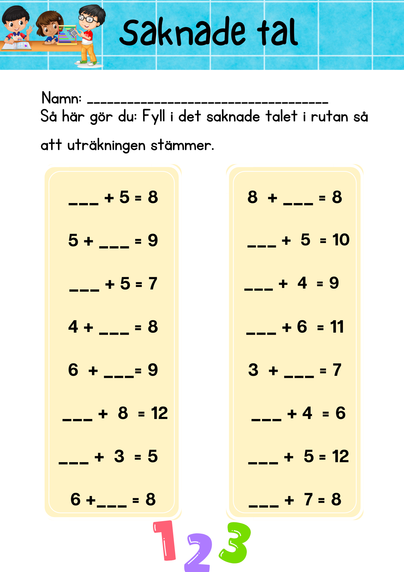 Saknade tal - Häfte