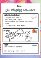 Läs, färglägg och svara - Häfte