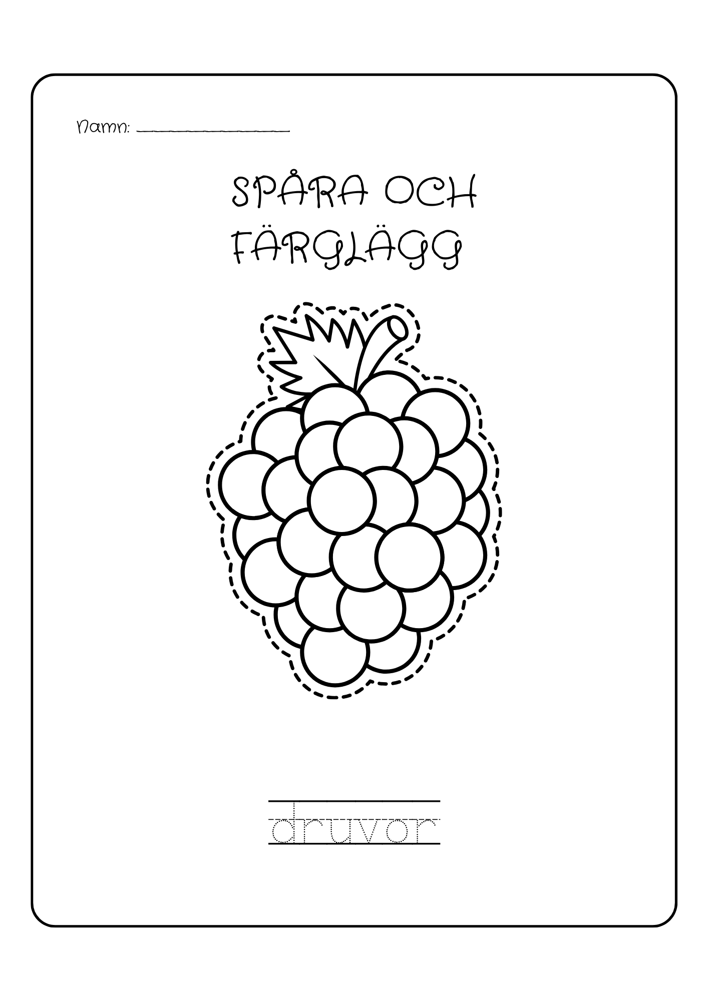 Spåra och färglägg - Tema frukter