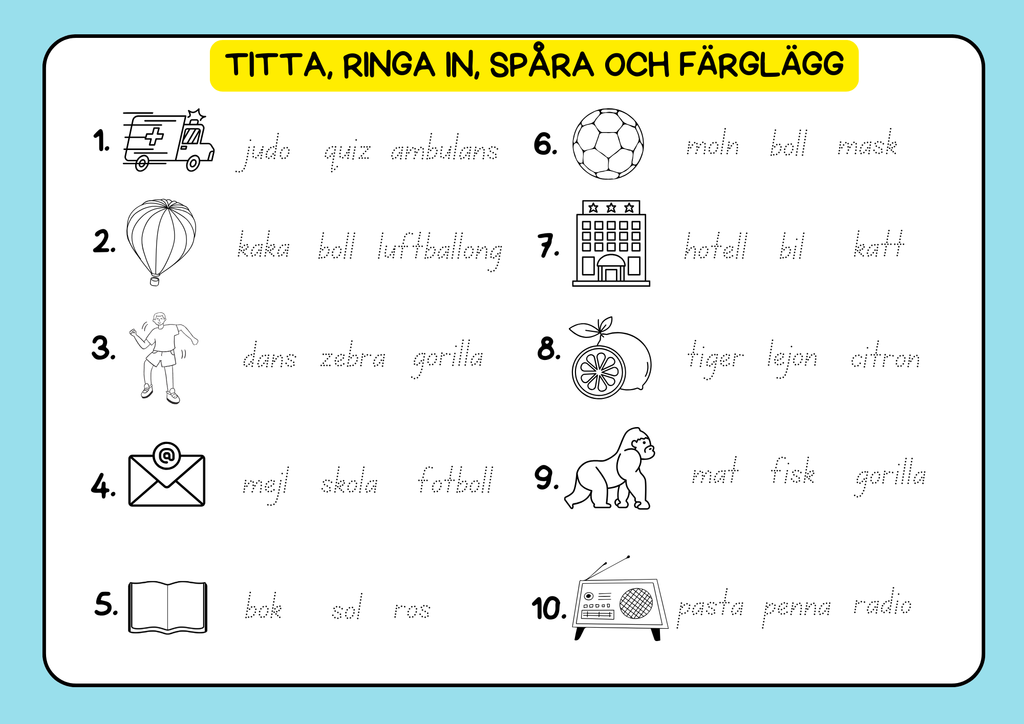 Titta, ringa in, spåra och färglägg