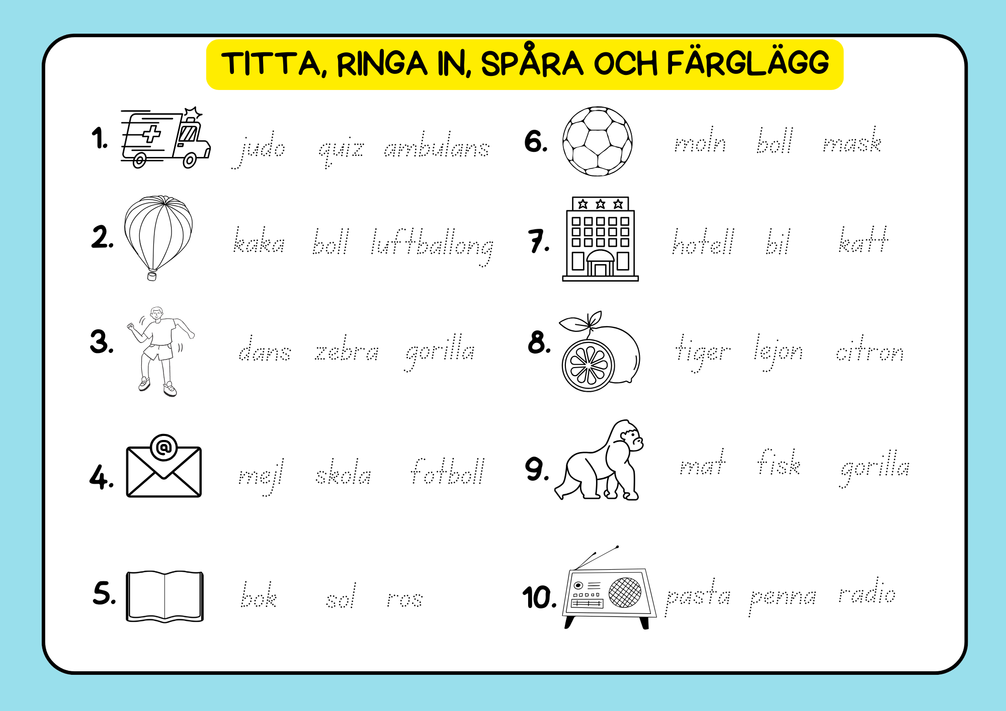 Titta, ringa in, spåra och färglägg