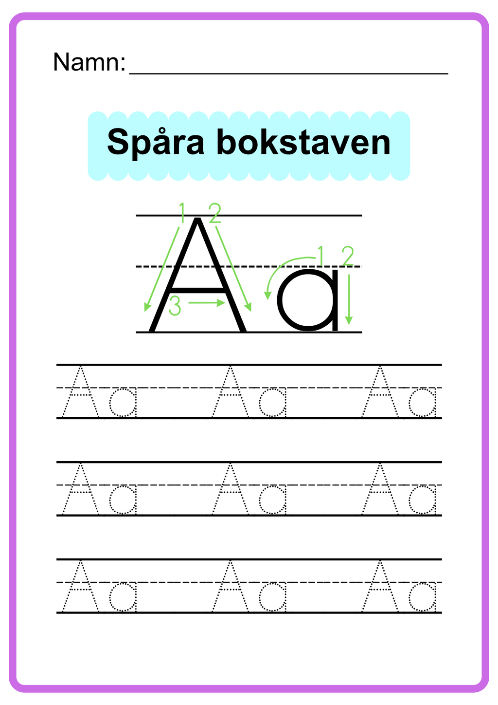 Spåra bokstaven - Hela alfabetet