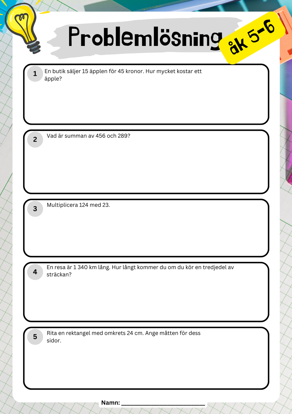 Problemlösning - Matematik - Årskurs 5-6