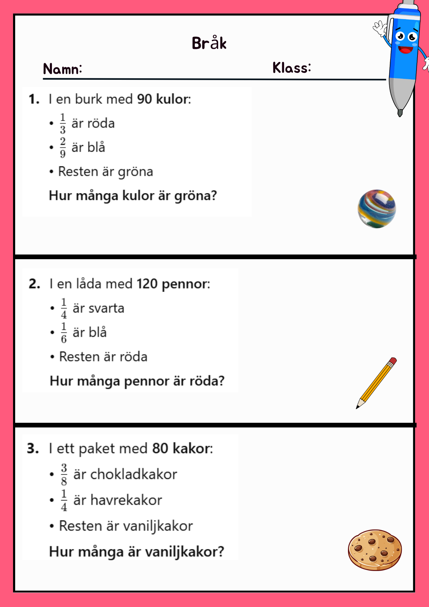 Bråk - Häfte Övningsuppgifter