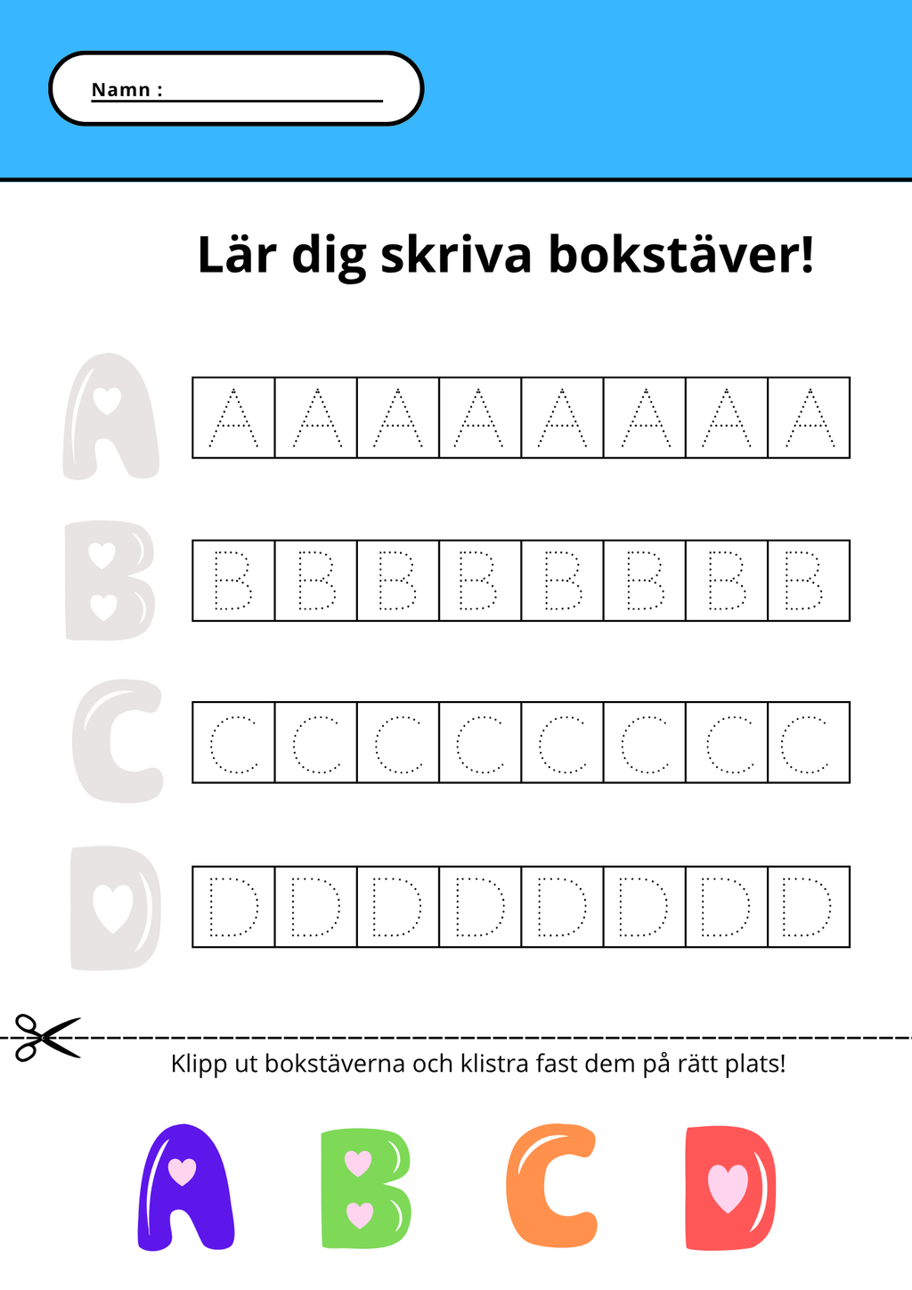 Lär dig skriva bokstäver - Hela alfabetet