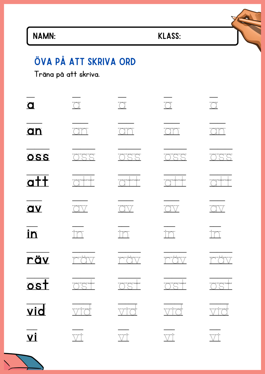 Öva på att skriva ord - Häfte
