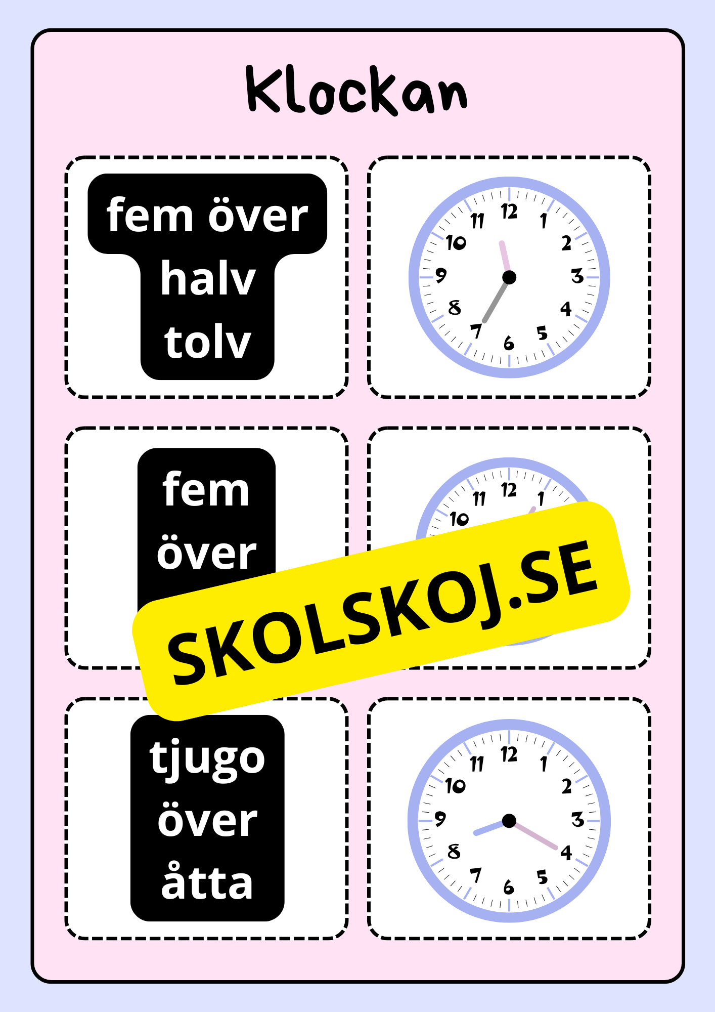 Klockan - Vi lär oss klockan (75 kort)
