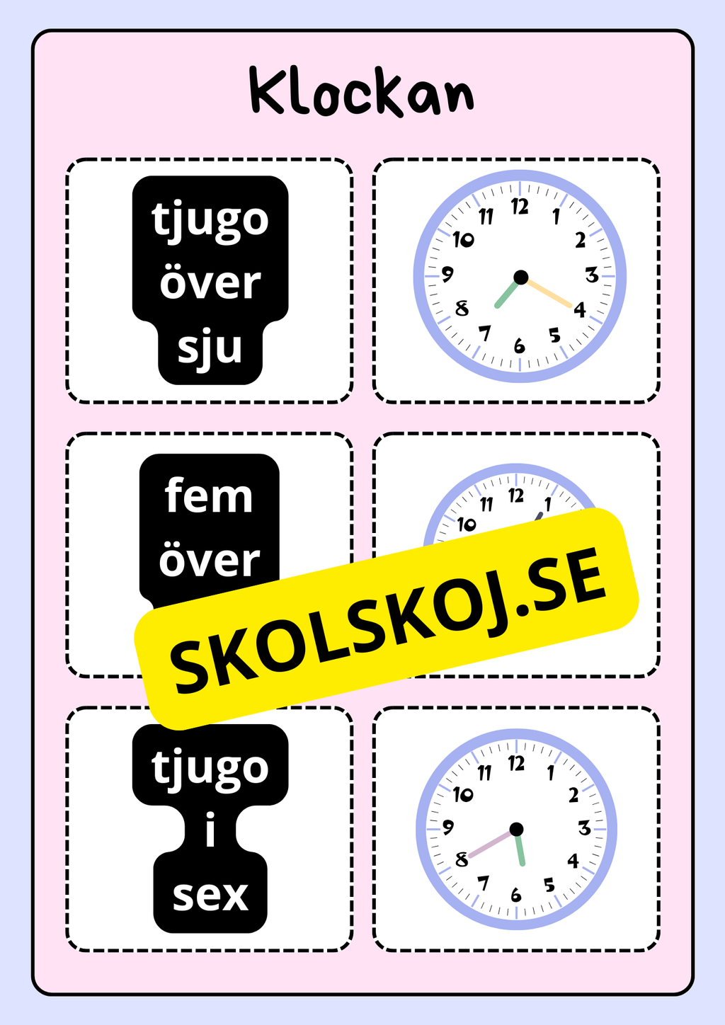 Klockan - Vi lär oss klockan (75 kort)