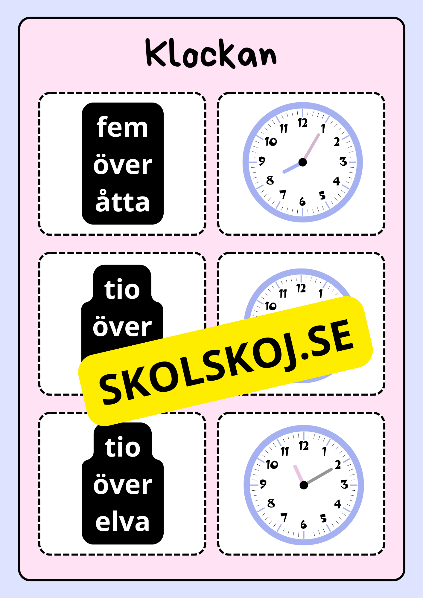 Klockan - Vi lär oss klockan (75 kort)