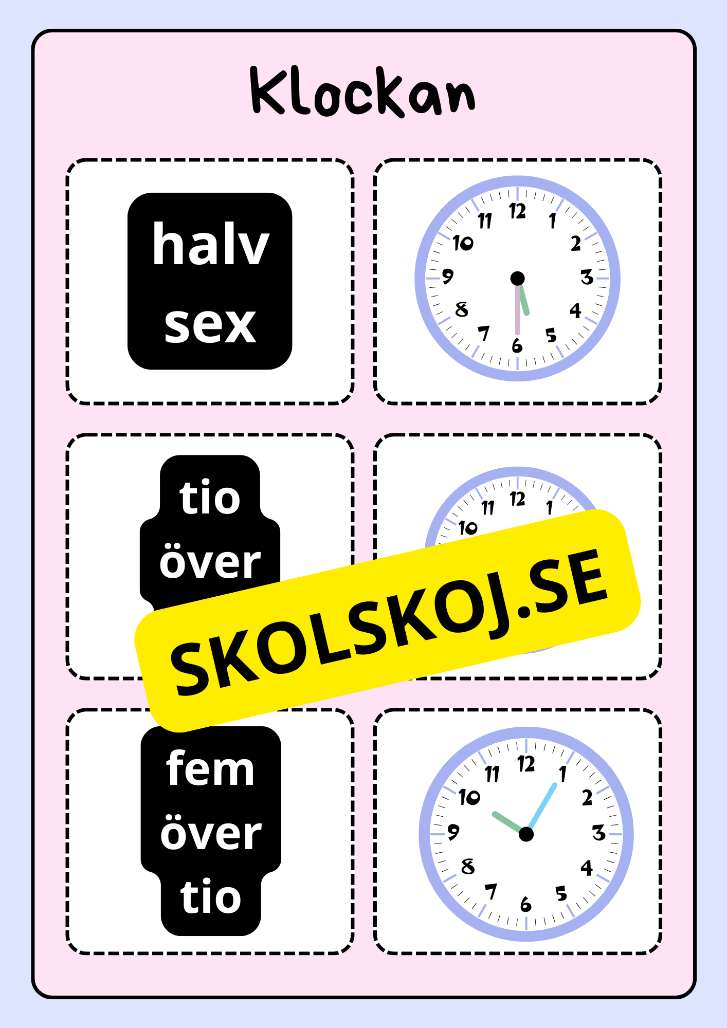 Klockan - Vi lär oss klockan (75 kort)