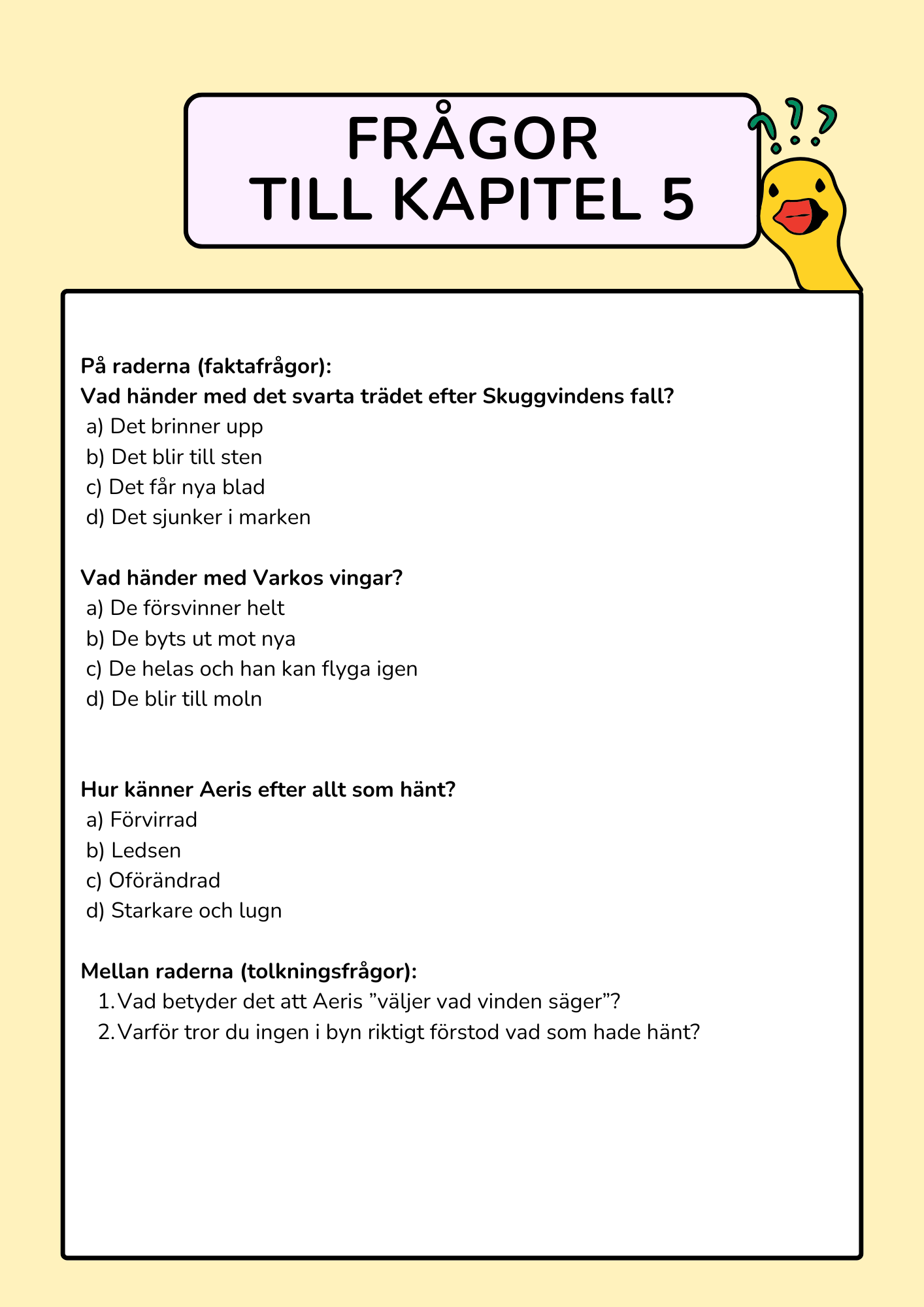 Aeris och Skuggvinden - Läsförståelsehäfte (26 sidor)