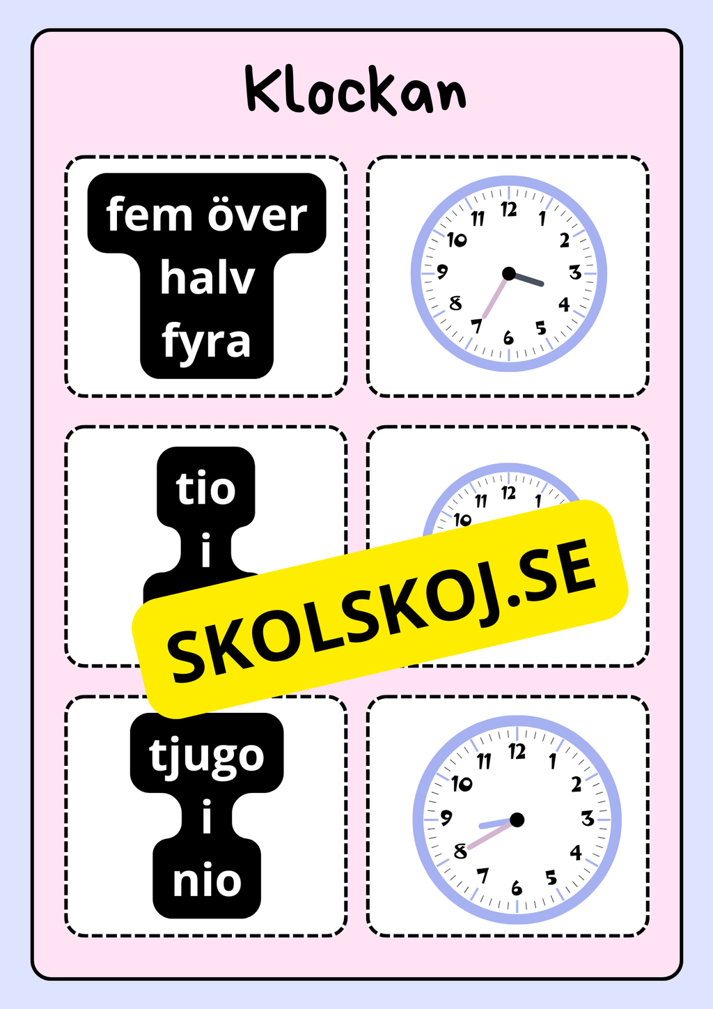Klockan - Vi lär oss klockan (75 kort)