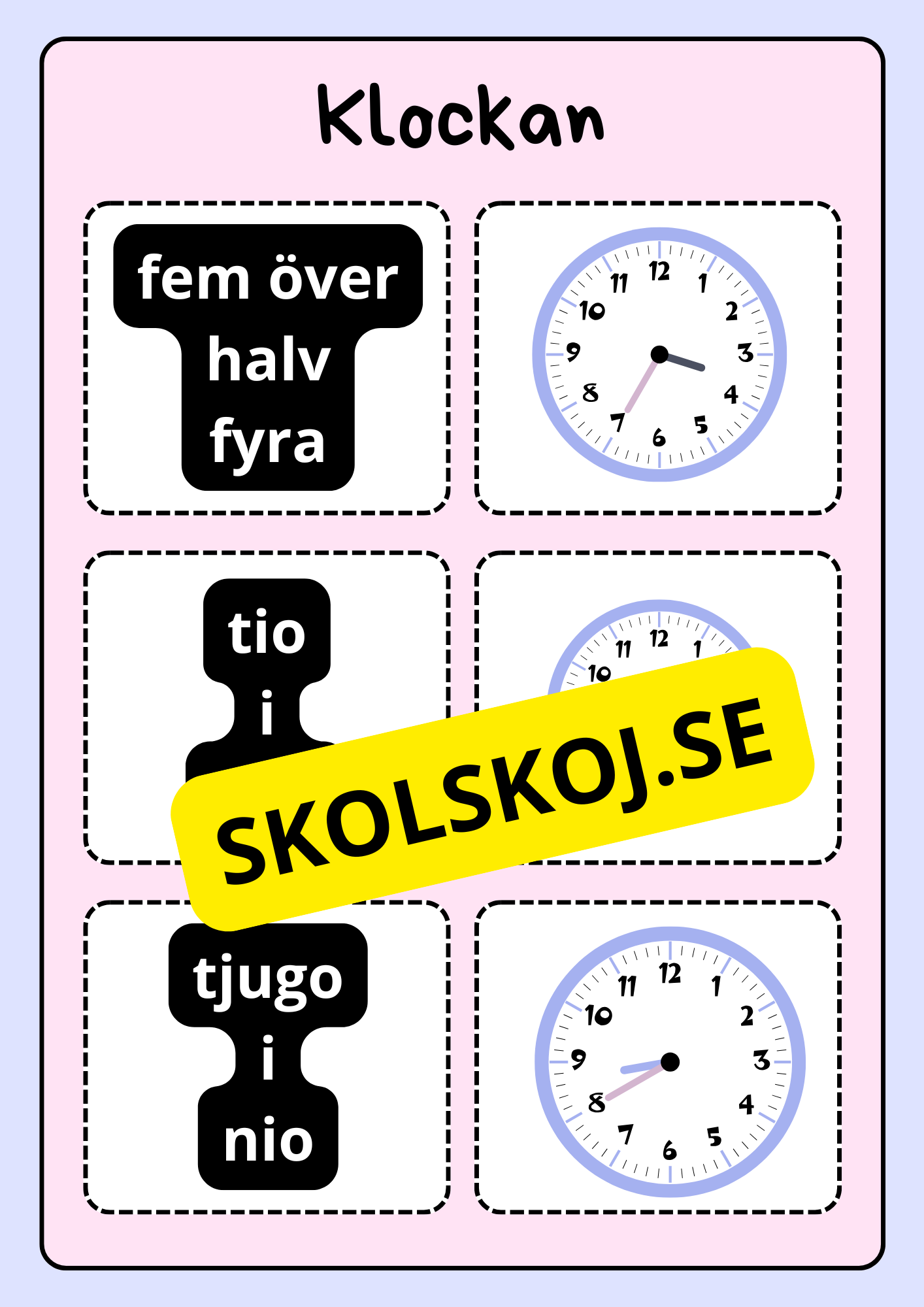 Klockan - Vi lär oss klockan (75 kort)