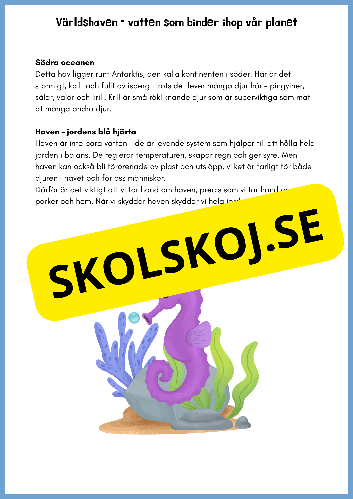 Upptäck världen - En resa genom världsdelar och världshav - Årskurs 3 - 6
