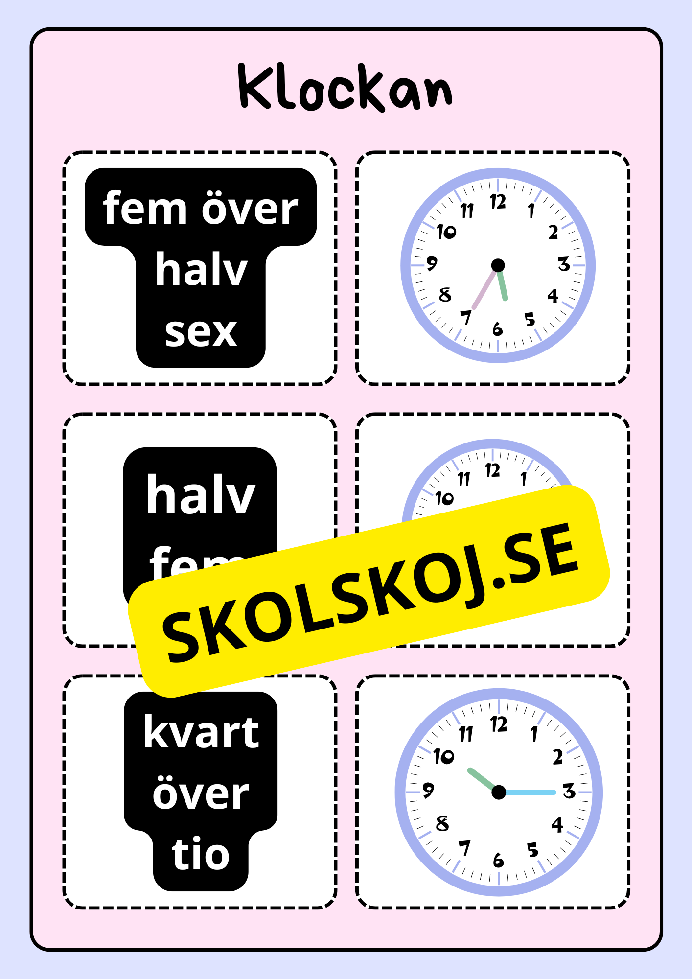 Klockan - Vi lär oss klockan (75 kort)