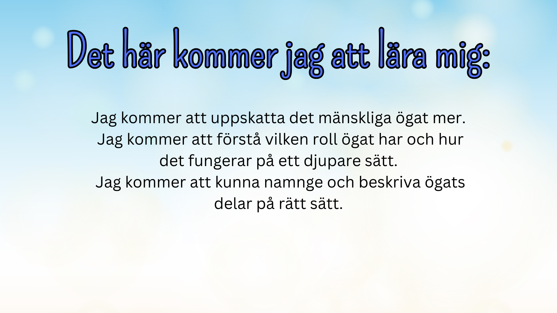 Så fungerar ögat - Presentation + frågor - Åk 4 - 6