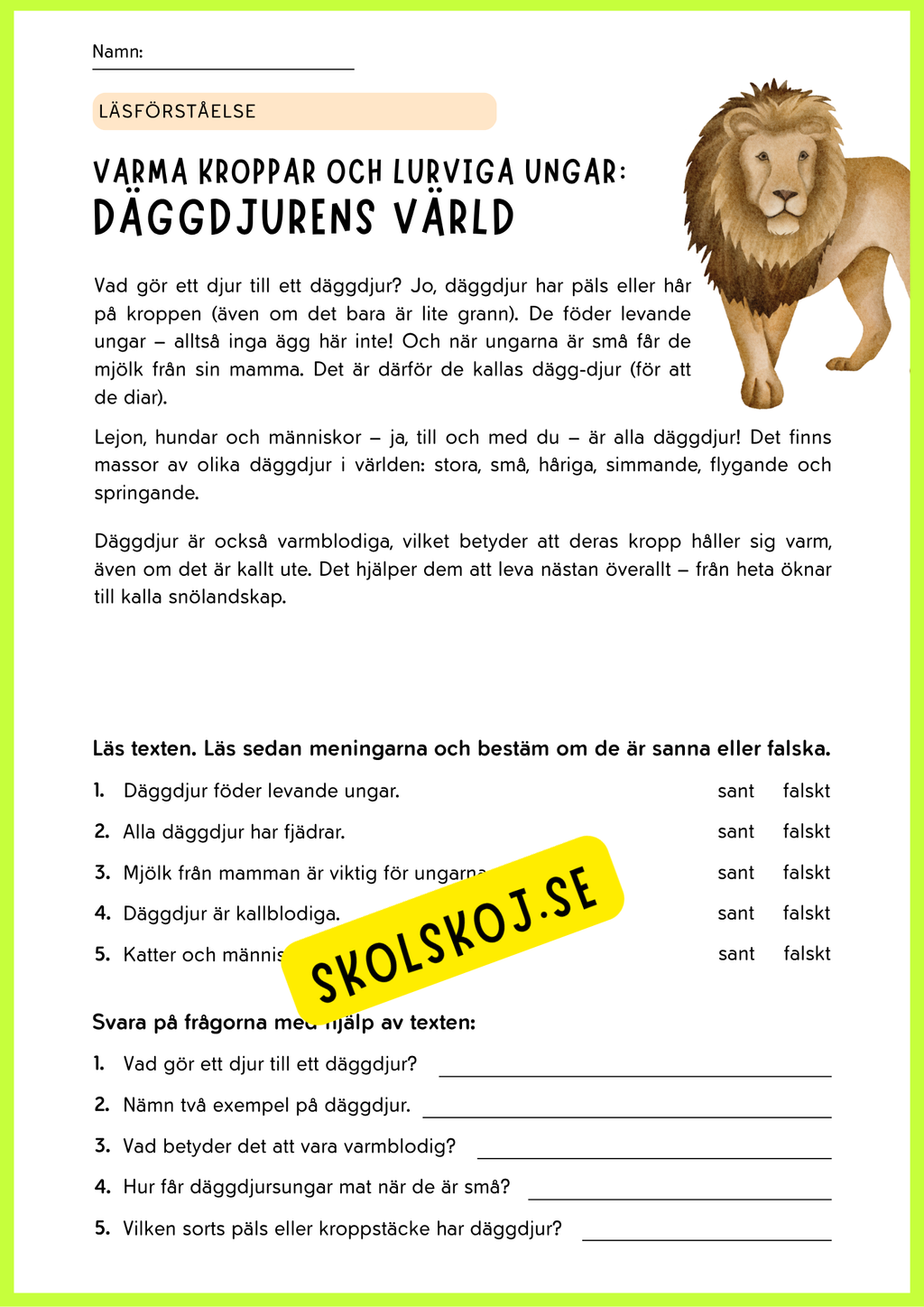 Djurens värld – Läs och lär