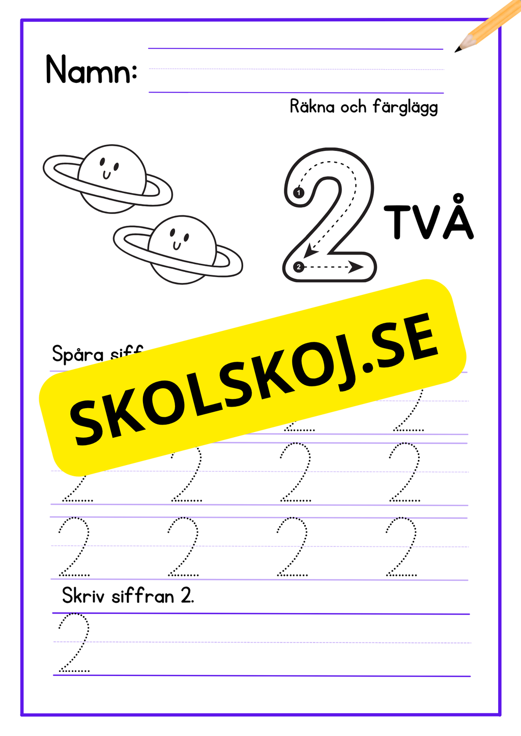 Skriv och färglägg siffror - Häfte - 1 - 10