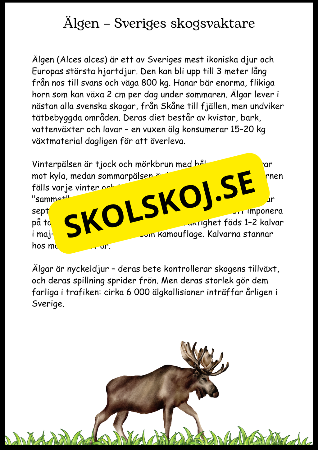 Sveriges landskapsdjur - Häfte - Årskurs 4 - 6 (17 sidor)