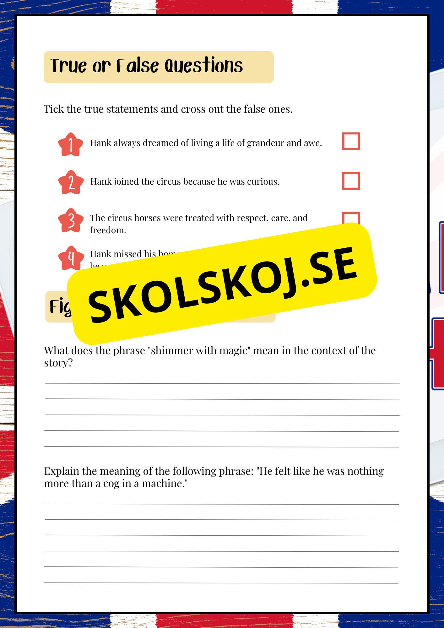 English - Läsförståelse - The circus - Åk 6 - 9