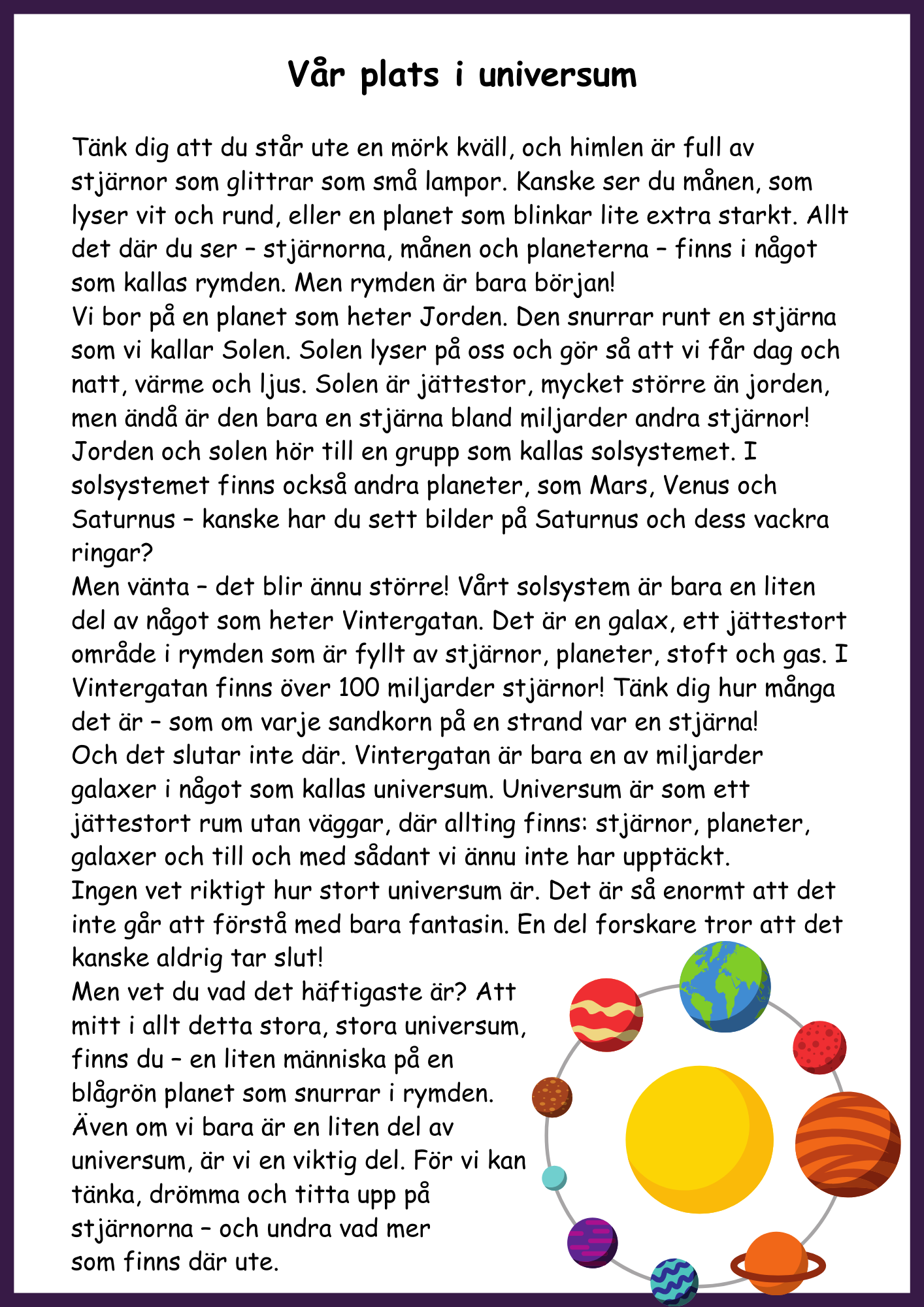 Upptäck rymden - Fakta - Årskurs 4 - 6