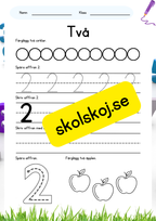 Skriv siffrorna 1–10 – Fk - Åk 2