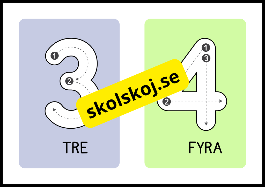 Färgglada sifferträningskort