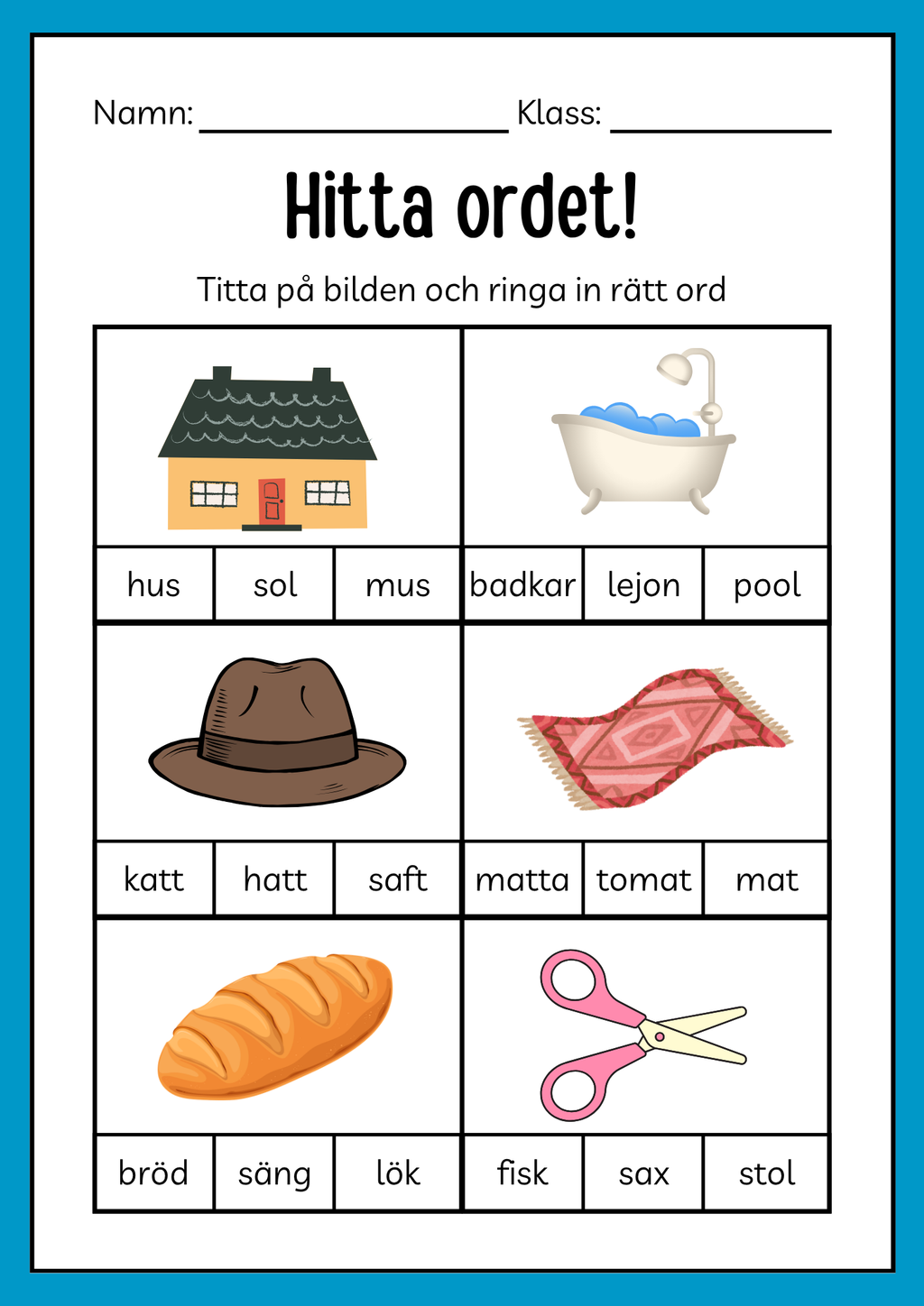 Hitta ordet - Häfte