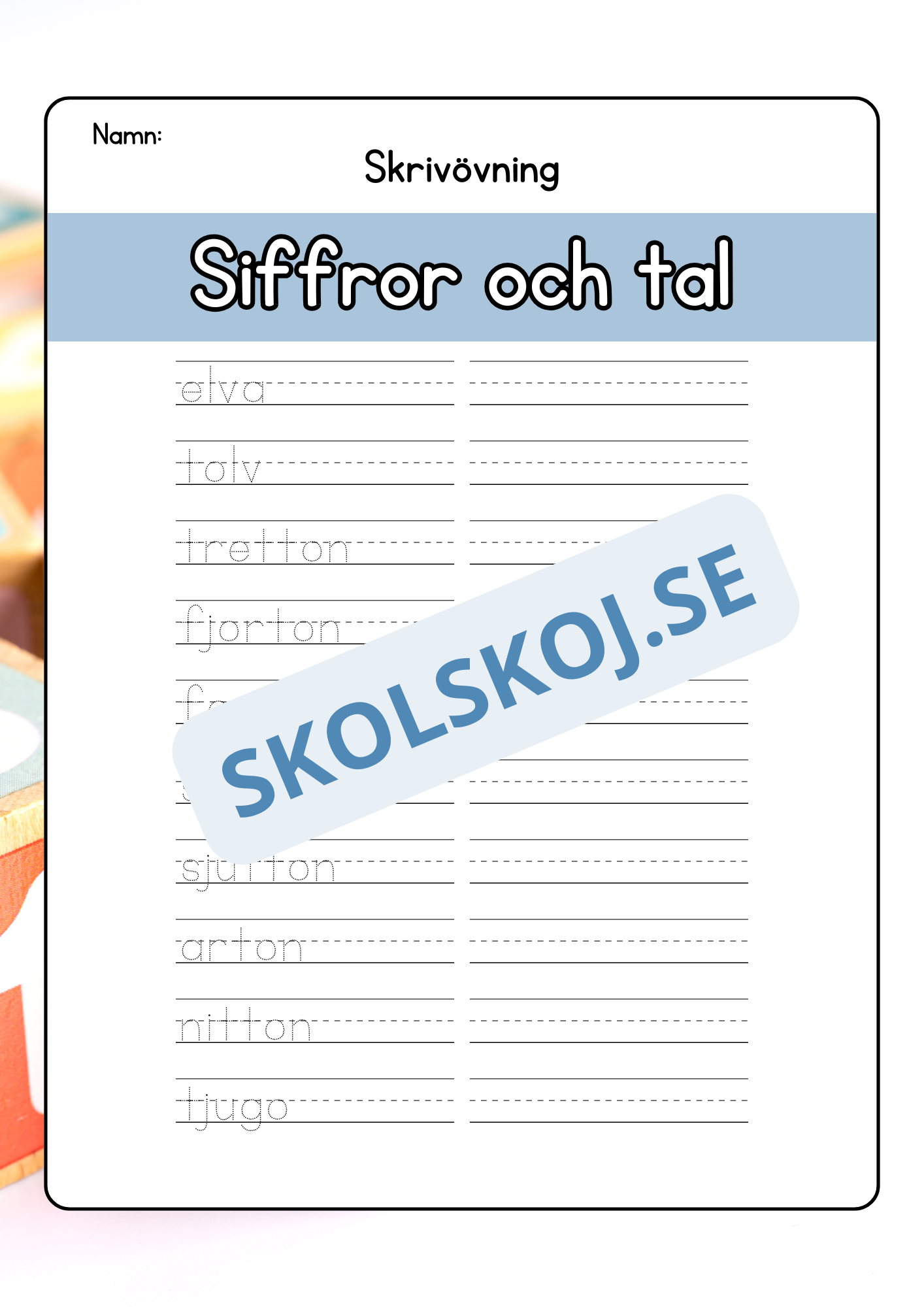 Siffror och tal - Skrivövning