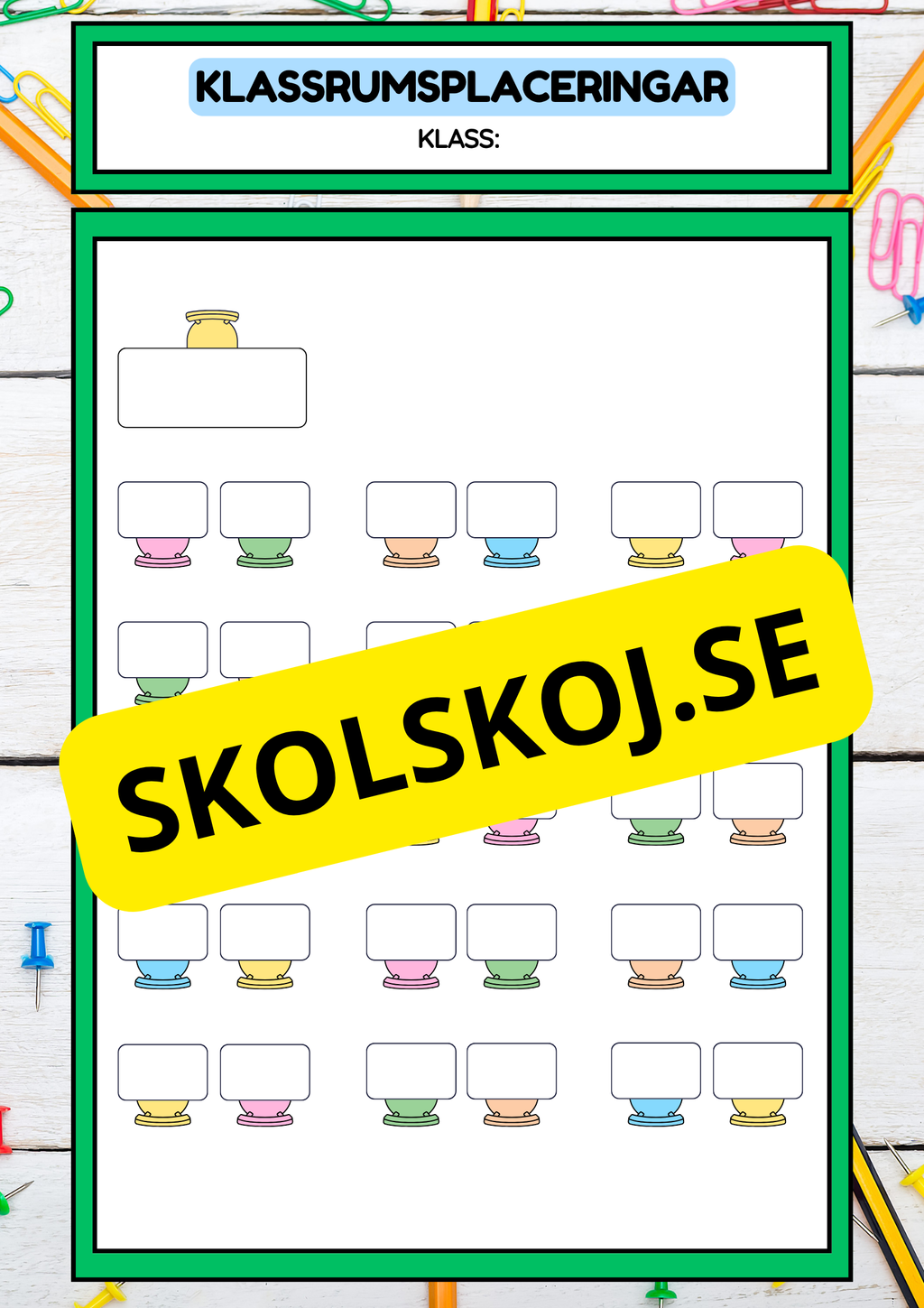 Klassrumsplaceringar - Redigerbara - Powerpoint