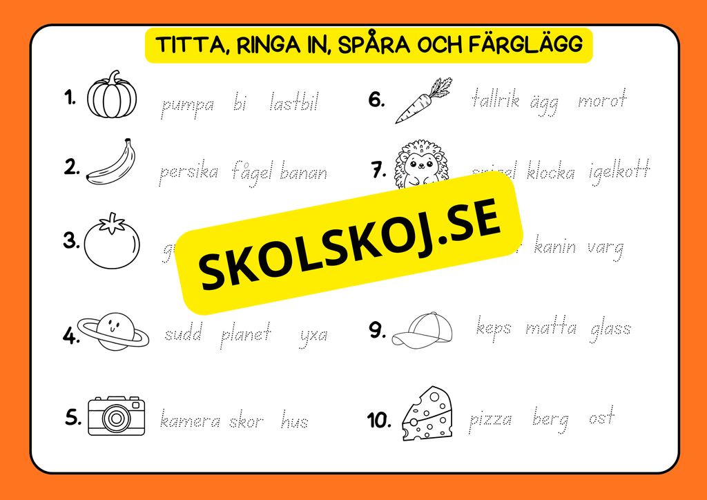 Titta, ringa in, spåra och färglägg