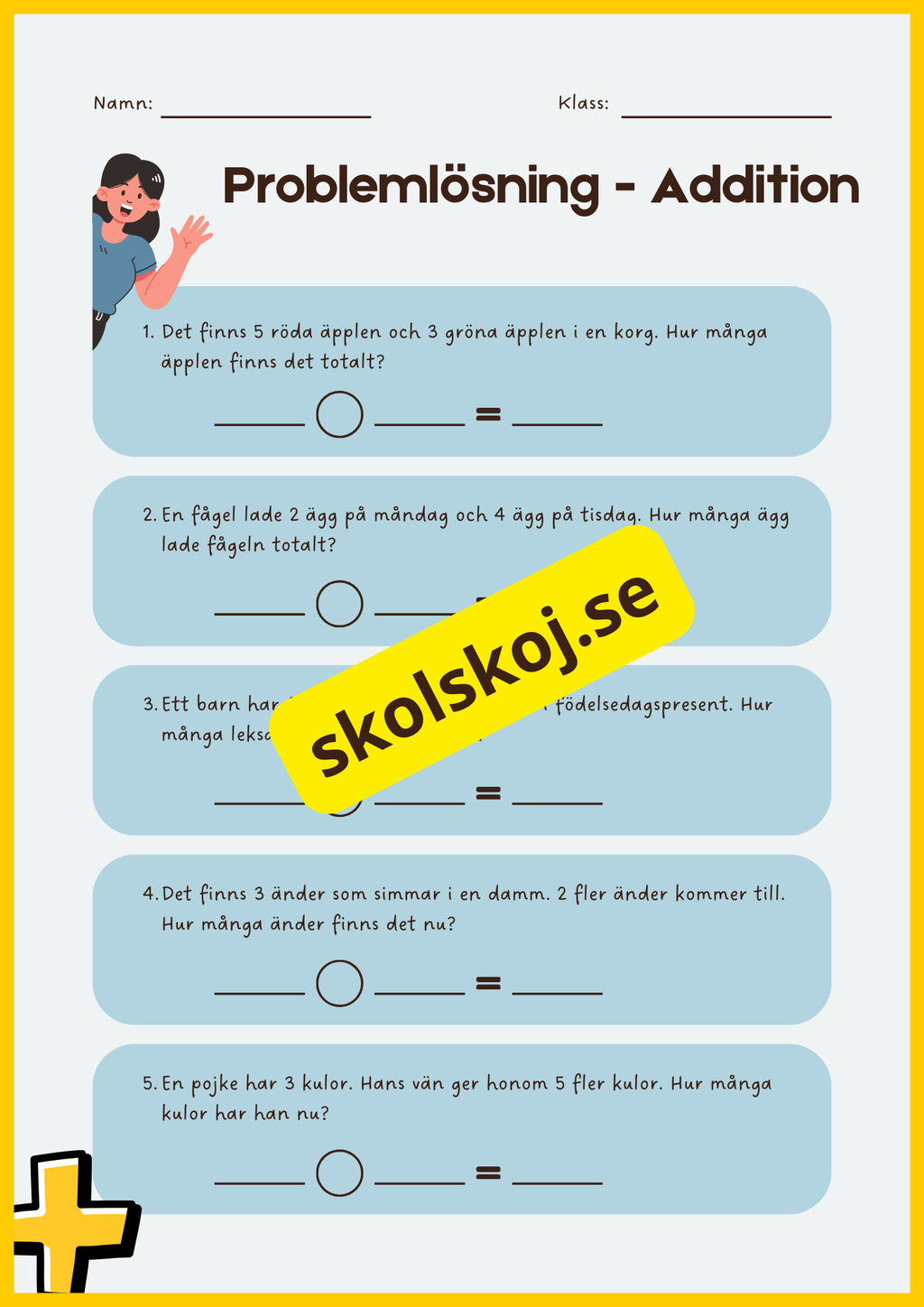 Problemlösning - Enkel addition och subtraktion - Årskurs 1 - 2