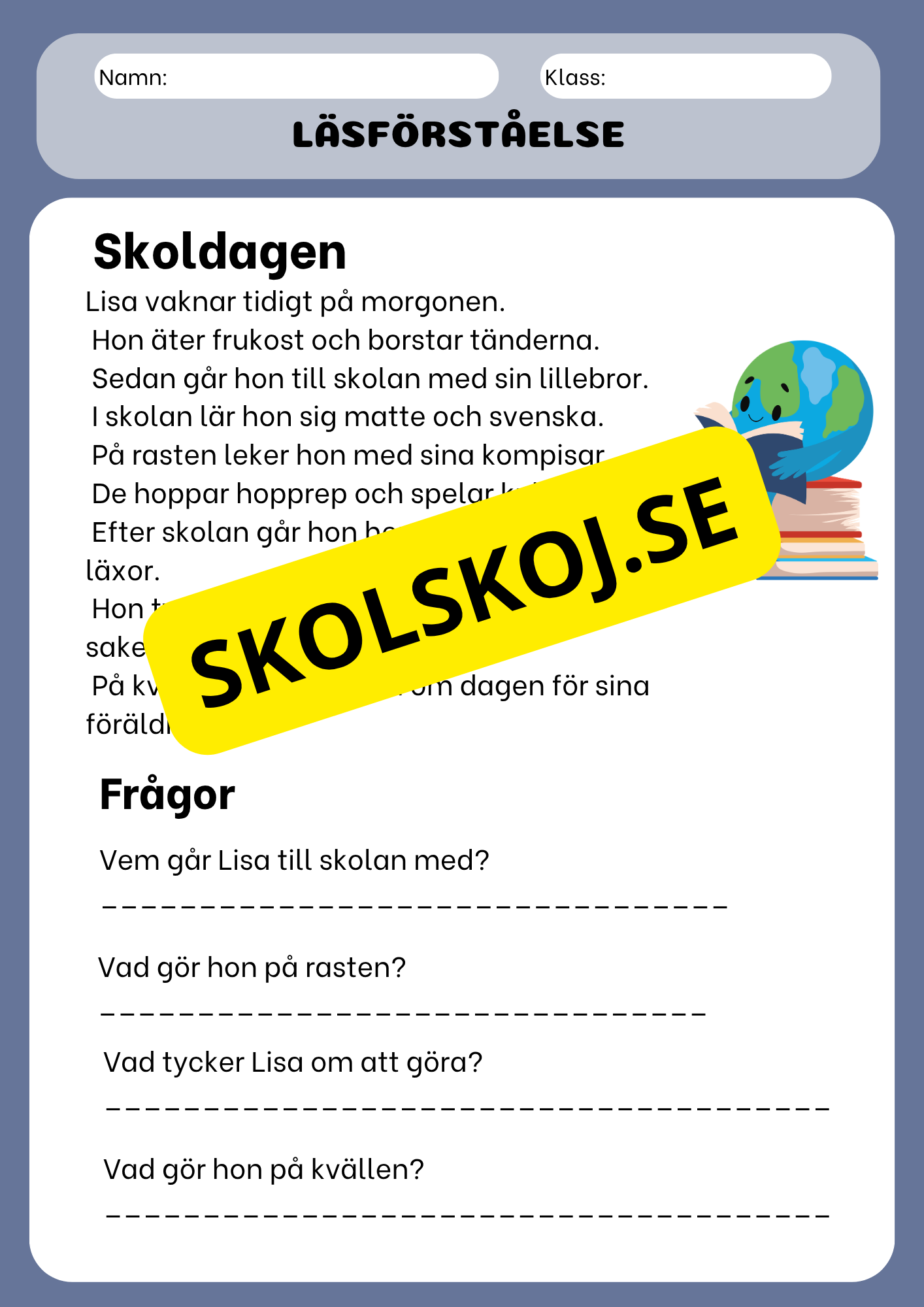 Läsförståelse med korta berättelser