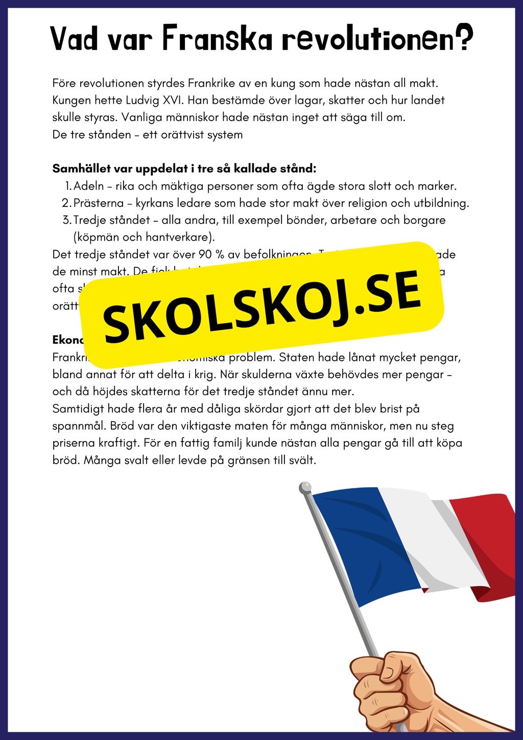 Franska revolutionen - Årskurs 4 - 6