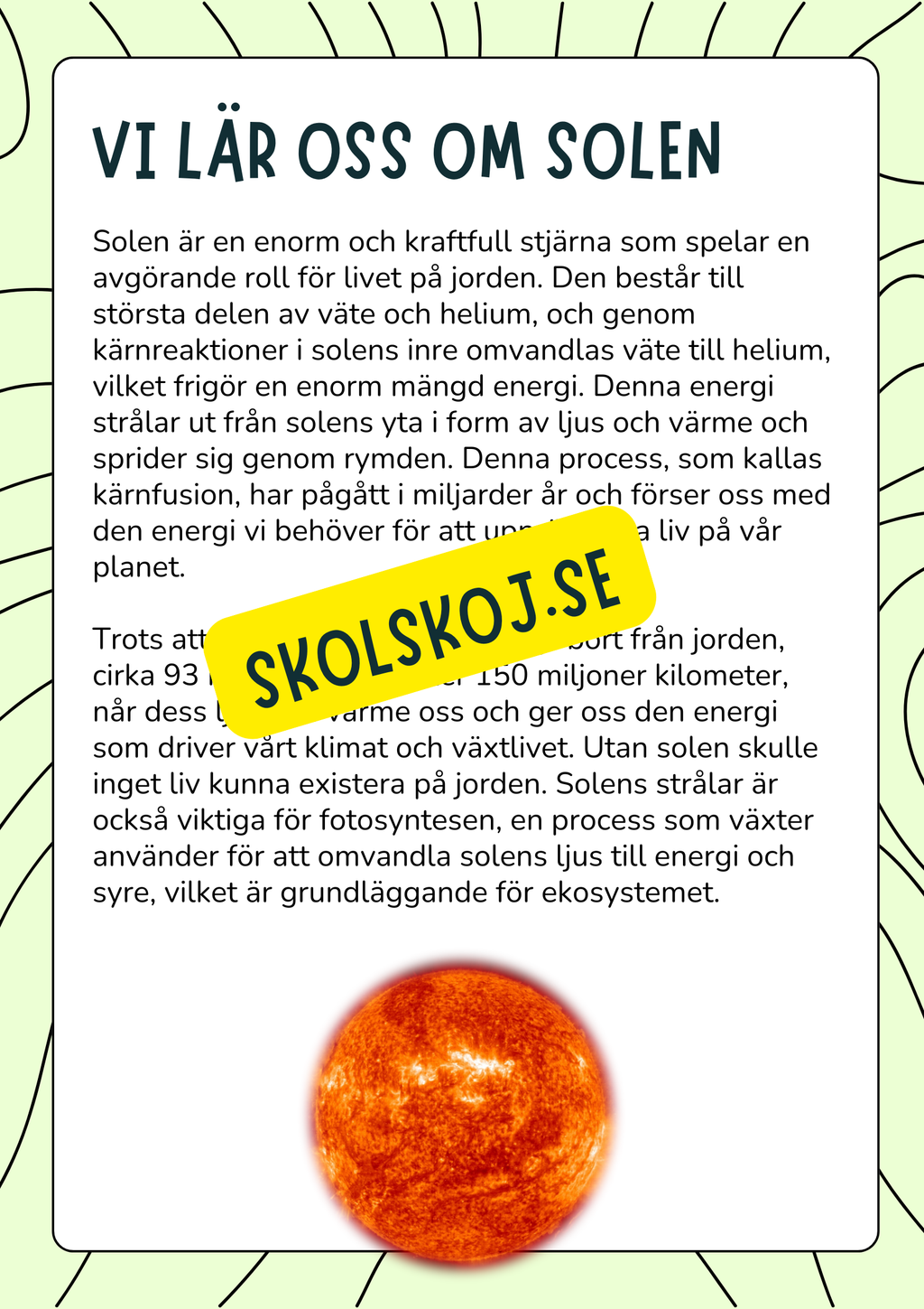 Vi lär oss om solen - Årskurs 3 - 6 - Häfte