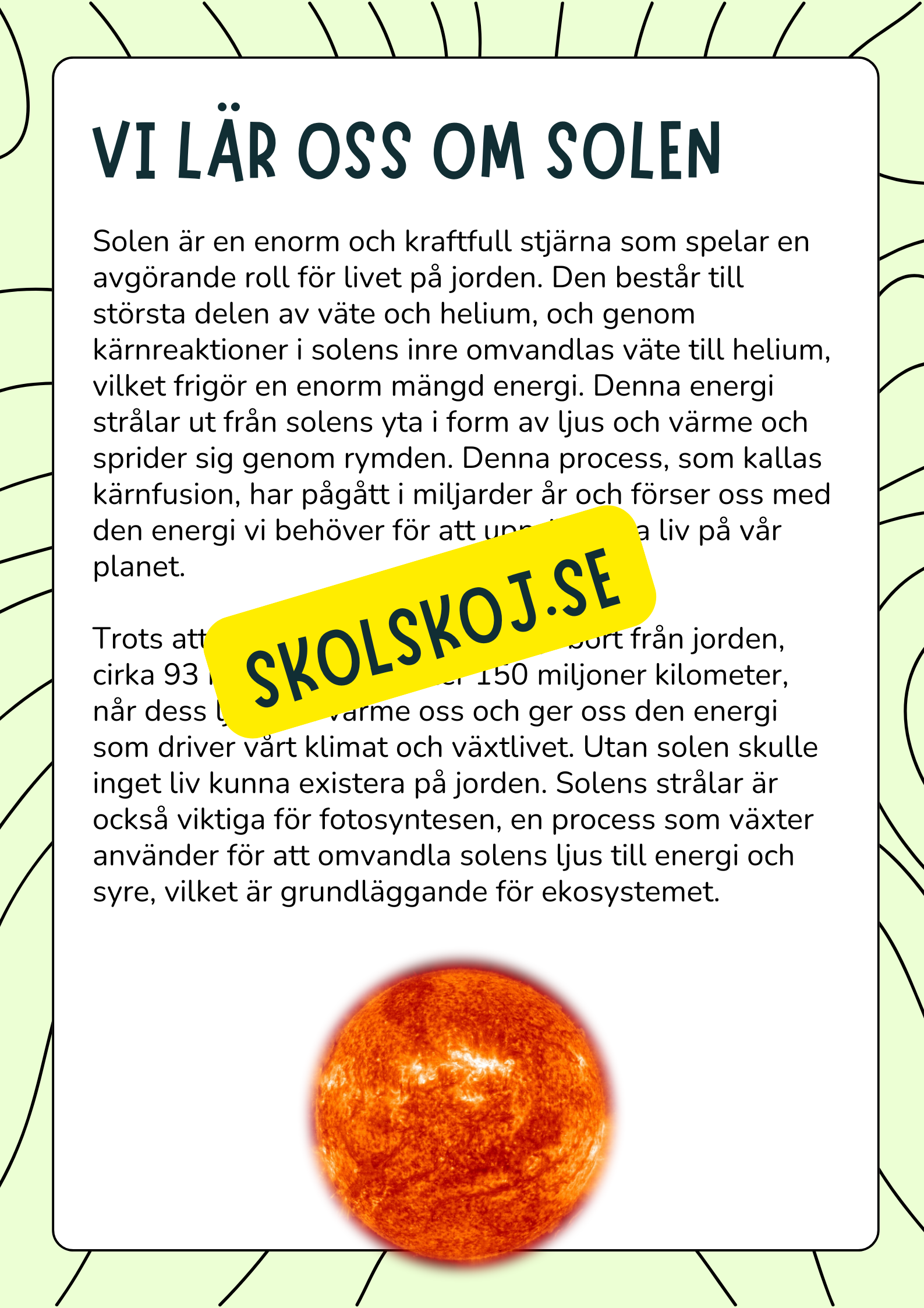 Vi lär oss om solen - Årskurs 3 - 6 - Häfte