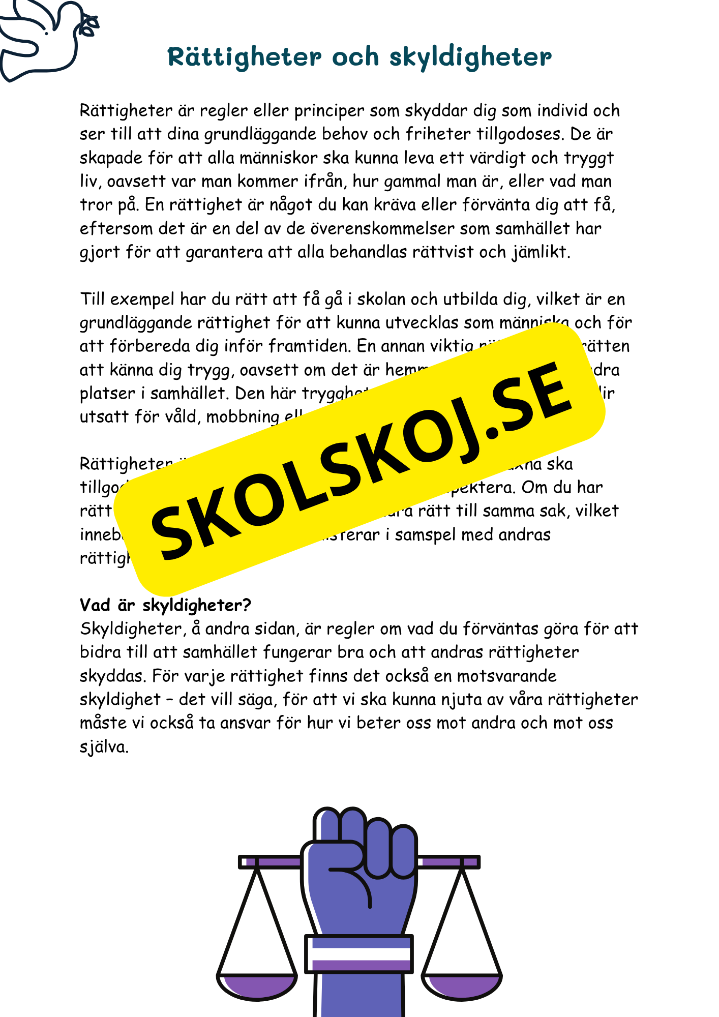 Att vara sig själv: Dina rättigheter och ansvar - Årskurs 4 - 6