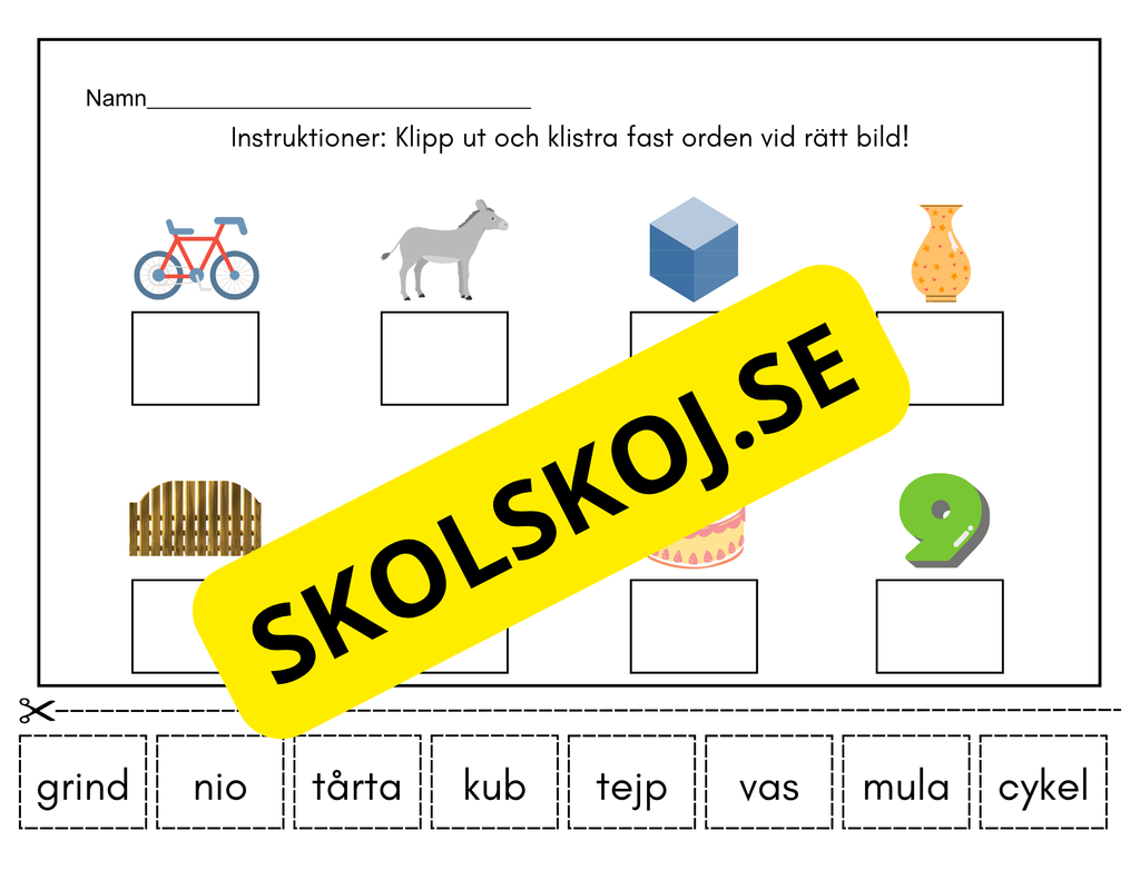 Klipp ut och klistra fast orden