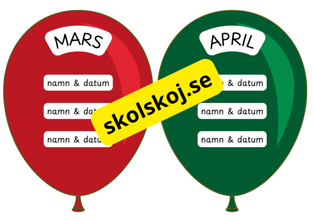 Födelsedagsballonger - A5 storlek - Redigerbara