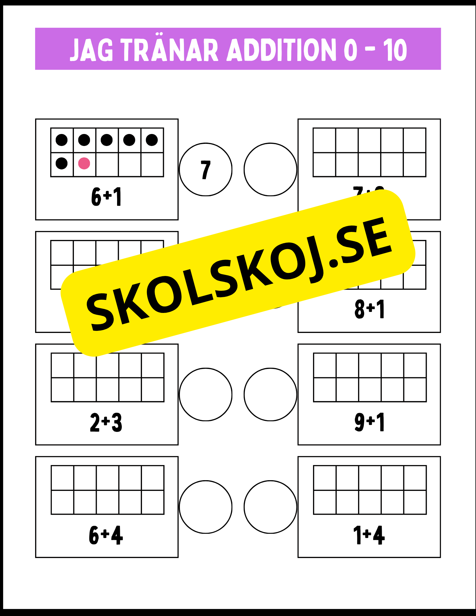Jag tränar addition och subtraktion 0 - 10