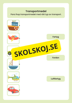 Övningshäfte läsa och skriva - Transportmedel
