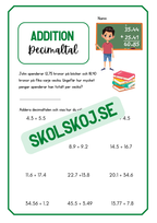 Addition och subtraktion - Decimaltal - Årskurs 5 - 6