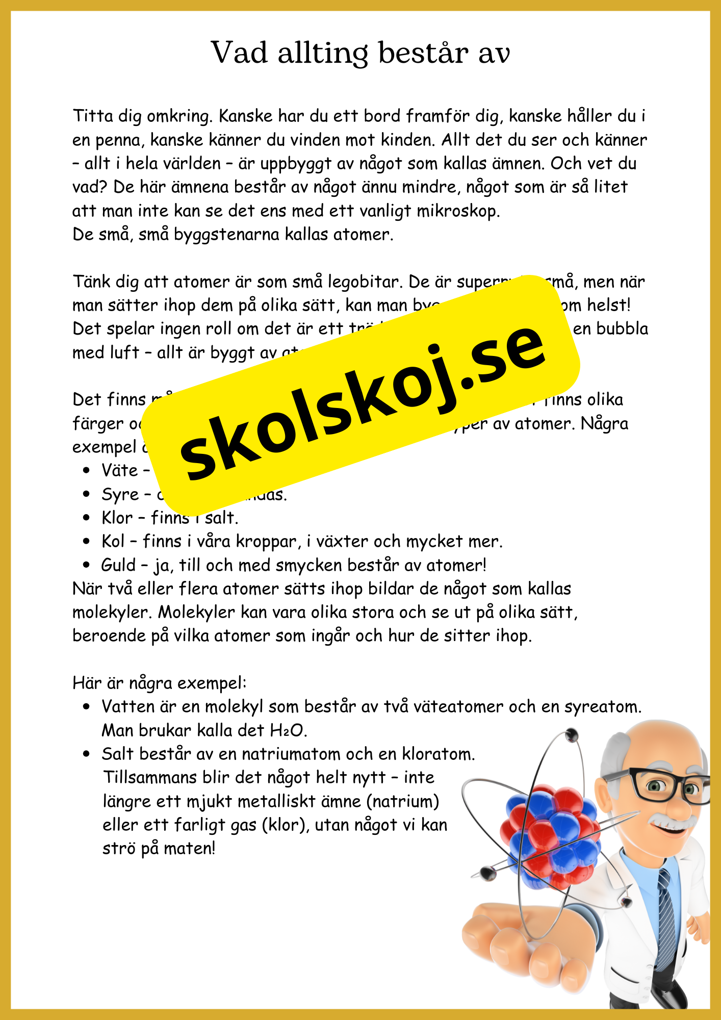 Kemins magiska värld - Fakta + frågor - Åk 4 - 6