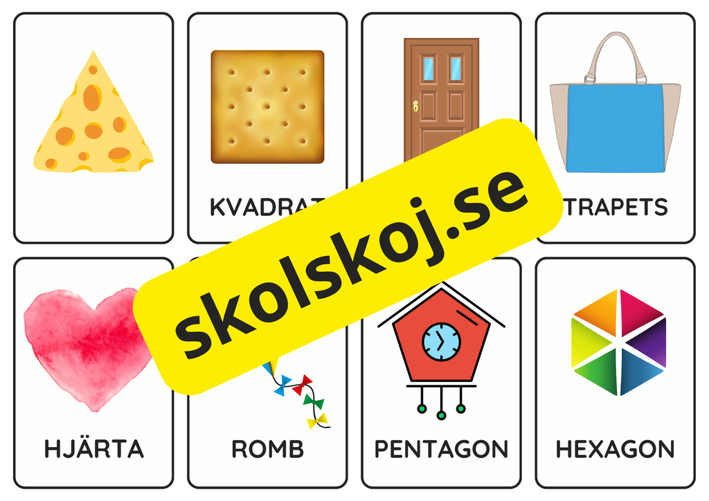 Finns i sjön – Geometriska former (32 kort)