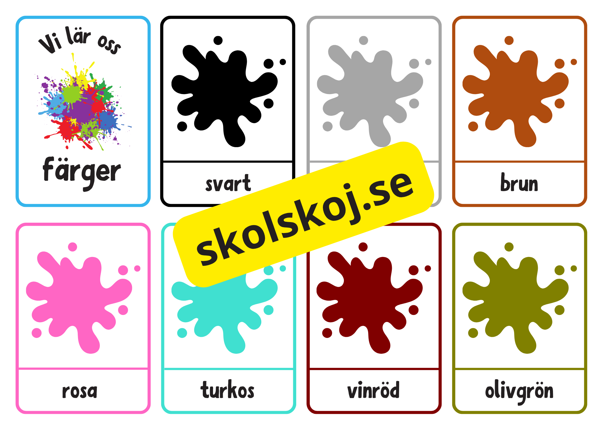 Vi lär oss färger - Flashkort - A5 format